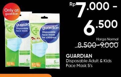 Promo Harga GUARDIAN Disposable Face Mask Adult Size, Kids 5 pcs - Guardian