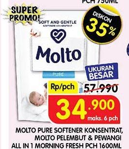 Promo Harga Molto Pure Softener, All in One Morning Fresh 1600ml  - Superindo