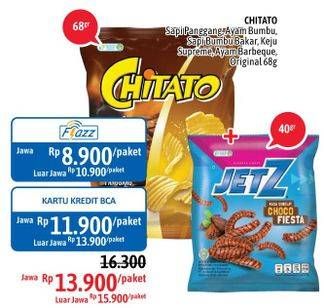 Promo Harga CHITATO Potato Chips 68gr/JETZ Stick Snack 40gr  - Alfamidi