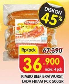 Promo Harga KIMBO Bratwurst Original, Lada Hitam 500 gr - Superindo