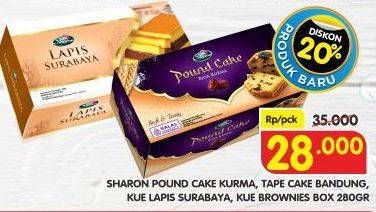 Promo Harga Sharon Kue Brownies, Lapis Surabaya, Pound Cake Kurma, Tape Cake Bandung 280 gr - Superindo