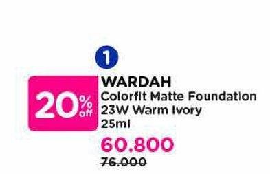 Promo Harga Wardah Colorfit Matte Foundation 23W Warm Ivory  - Watsons