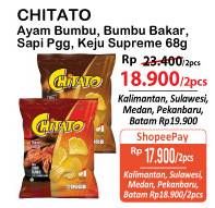 Promo Harga CHITATO Snack Potato Chips Keju, Sapi Panggang Beef Barbeque, Ayam Bumbu Spicy Chicken 68 gr - Alfamart