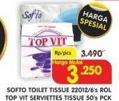 Promo Harga SOFTO Facial Tissue 22012 6 roll/TOP VIT Tissue 5s  - Superindo