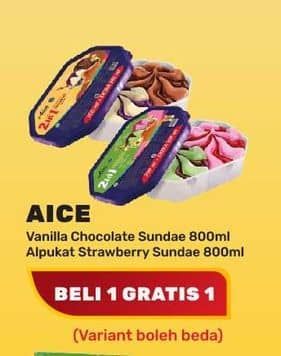 Promo Harga Aice Sundae Vanilla Chocolate, Alpukat Strawberry 800 ml - Yogya