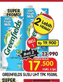 Promo Harga Greenfields UHT 1000 ml - Superindo