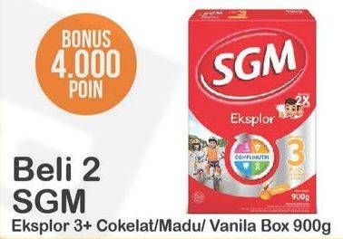Promo Harga SGM Eksplor 3+ Susu Pertumbuhan Madu, Coklat, Vanila per 2 box 900 gr - Alfamart