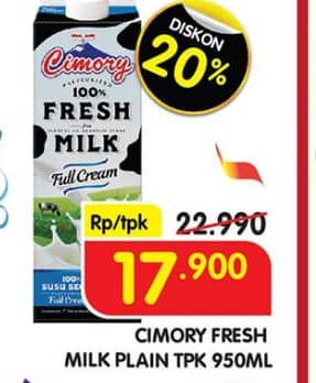 Promo Harga Cimory Fresh Milk Full Cream 950 ml - Superindo