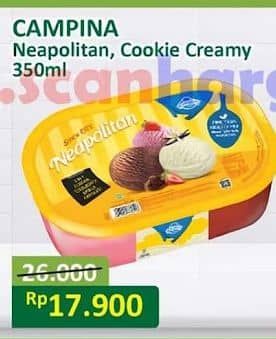 Promo Harga Campina Ice Cream Neapolitan, Cookie Creamy 350 ml - Alfamart