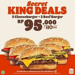 Promo Harga BURGER KING 2 Cheeseburger + 3 Beef Burger  - Burger King
