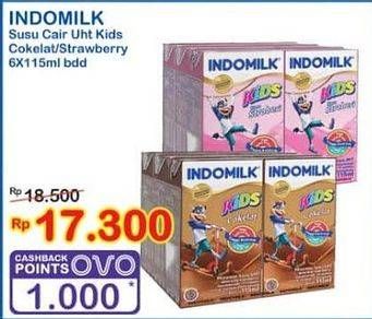 Promo Harga Indomilk Susu UHT Kids Stroberi, Cokelat per 6 tpk 115 ml - Indomaret