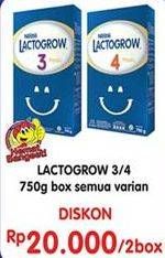 Promo Harga LACTOGROW 3 / 4 Susu Pertumbuhan All Variants per 2 box 750 gr - Indomaret