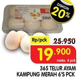 Promo Harga 365 Telur Ayam Kampung Merah 6 pcs - Superindo