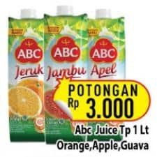 Promo Harga ABC Juice Orange, Apple, Guava 1000 ml - Hypermart