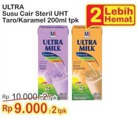 Promo Harga ULTRA MILK Susu UHT Taro, Karamel per 2 pcs 200 ml - Indomaret