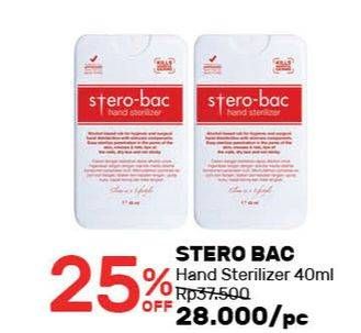 Promo Harga STEROBAC Hand Sterilizer 40 ml - Guardian