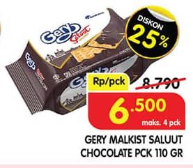 Promo Harga Gery Malkist Saluut Chocolate 110 gr - Superindo
