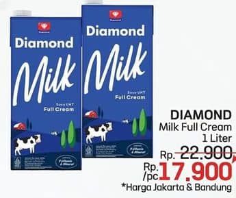 Promo Harga Diamond Milk UHT Full Cream 1000 ml - LotteMart