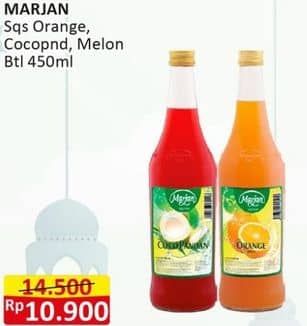 Promo Harga Marjan Syrup Squash Coco Pandan, Orange, Melon 450 ml - Alfamart