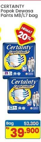 Promo Harga Certainty Adult Diapers Pants M8, L7 7 pcs - Indomaret