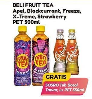 Promo Harga Sosro Fruit Tea Apple, Blackcurrant, Freeze, Xtreme Apple + Blackcurrant, Stroberi 500 ml - Alfamart