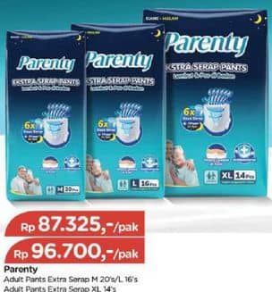 Promo Harga Parenty Ekstra Serap Pants XL14 14 pcs - TIP TOP
