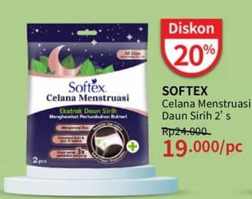 Promo Harga Softex Celana Menstruasi All Size Daun Sirih 2 pcs - Guardian