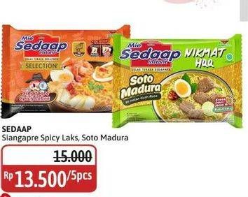 Promo Harga Sedaap Mie Kuah Singapore Spicy Laksa, Soto Madura 82 gr - Alfamidi