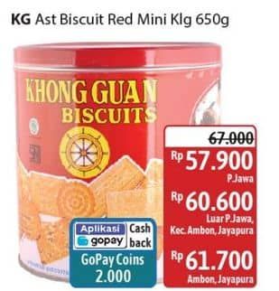 Promo Harga Khong Guan Assorted Biscuit Red 650 gr - Alfamidi