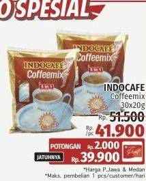 Promo Harga Indocafe Coffeemix per 30 sachet 20 gr - LotteMart