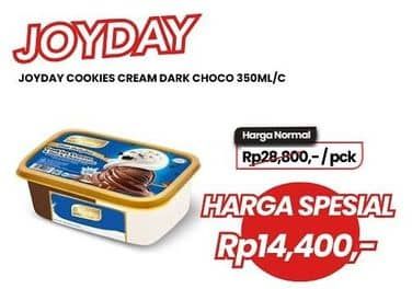 Promo Harga Joyday Ice Cream Cookies Cream Dark Choco 350 ml - Carrefour