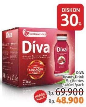 Promo Harga DIVA Minuman Collagen High Vit. E Mix Berries per 6 botol 80 ml - LotteMart