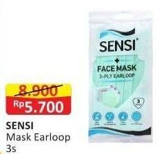 Promo Harga SENSI Mask 3 Ply Earloop 3 pcs - Alfamart