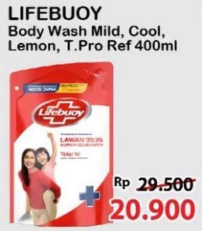 Promo Harga Lifebuoy Body Wash Mild Care, Cool Fresh, Lemon Fresh, Total 10 400 ml - Alfamart