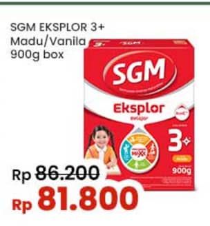 Promo Harga SGM Eksplor 3+ Susu Pertumbuhan Madu, Vanila 900 gr - Indomaret