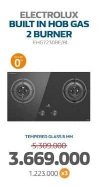 Promo Harga Electrolux Built In Hob Gas EHG7230BE/BL  - Electronic City