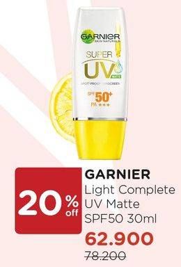Promo Harga GARNIER Light Complete Super UV SPF 50+ PA+++ Matte Finish 30 ml - Watsons
