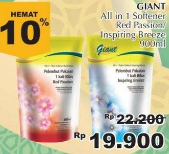 Promo Harga GIANT Softener Red Passion, Inspiring Breeze 900 ml - Giant