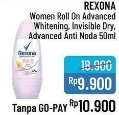 Promo Harga REXONA Deo Roll On Advanced White, Invisible Dry, Anti Noda 50 ml - Alfamidi