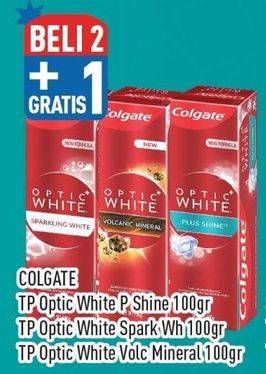 Promo Harga Colgate Toothpaste Optic White Plus Shine, Sparkling White, Volcanic Mineral 100 gr - Hypermart
