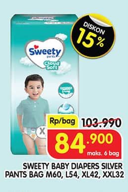 Promo Harga Sweety Silver Pants M60, L54, XL42, XXL32 32 pcs - Superindo