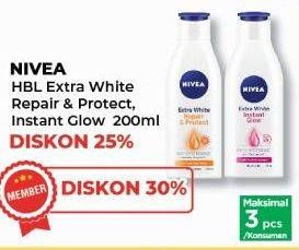 Promo Harga Nivea Body Lotion Extra White Repair Protect, Extra White Instant Glow 200 ml - Yogya