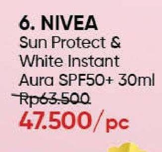 Promo Harga NIVEA Sun Face Serum Protect & White SPF 50+ Instant Aura 30 ml - Guardian
