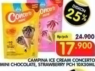 Promo Harga Campina Mini Concerto Chocolate, Strawberry per 10 pcs 30 ml - Superindo