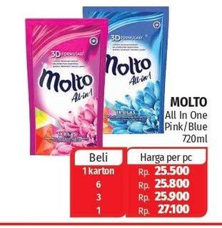 Promo Harga MOLTO All in 1 Blue Morning Fresh, Pink Sunshine Bloom 720 ml - Lotte Grosir
