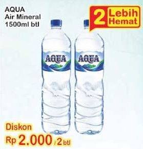 Promo Harga AQUA Air Mineral per 2 botol 1500 ml - Indomaret