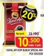 Promo Harga Kapal Api Kopi Bubuk Special Mix per 10 sachet 24 gr - Superindo