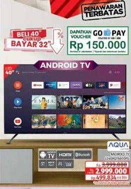 Promo Harga Aqua LE40AQT6600FG Android Smart TV  - Lotte Grosir