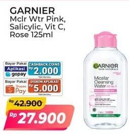 Promo Harga Garnier Micellar Water Pink, Salicylic BHA, Rose, Vitamin C 125 ml - Alfamart