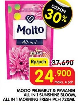 Promo Harga MOLTO All in 1 Pink Sunshine Bloom, Blue Morning Fresh 720 ml - Superindo